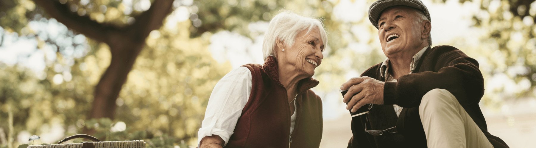 Elderly couple enjoying picnic